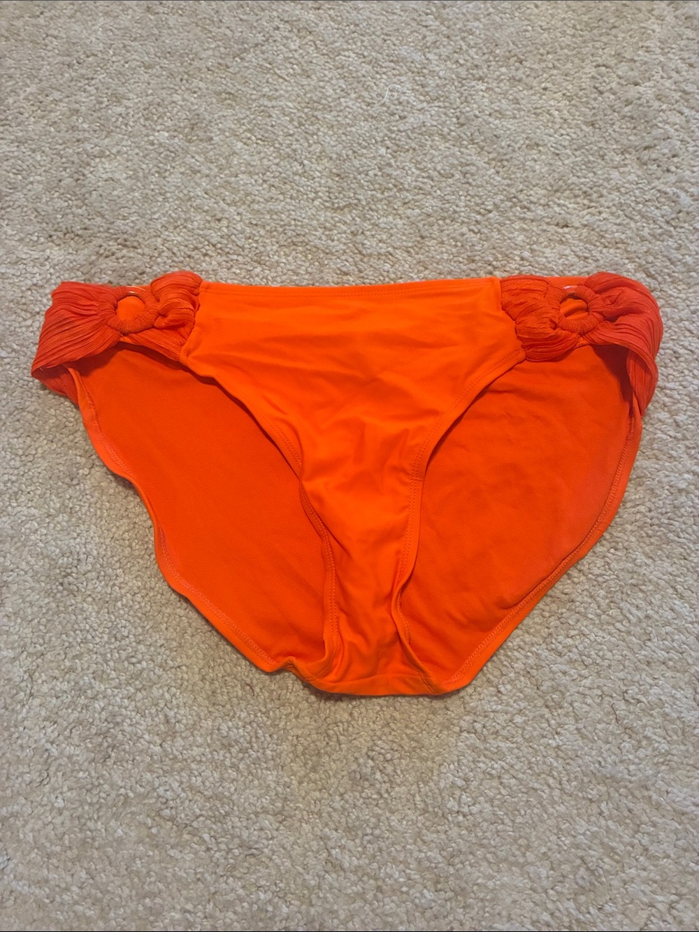 George Bright Orange Bikini Bottom with Knotted Side Rings